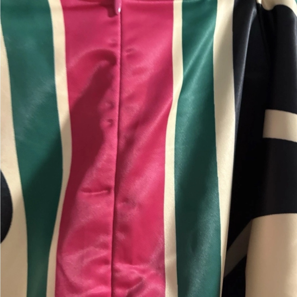 Umgee Asymmetrical Dress with Black, Cream, Hot pink , & Green Design - Picture 5 of 6